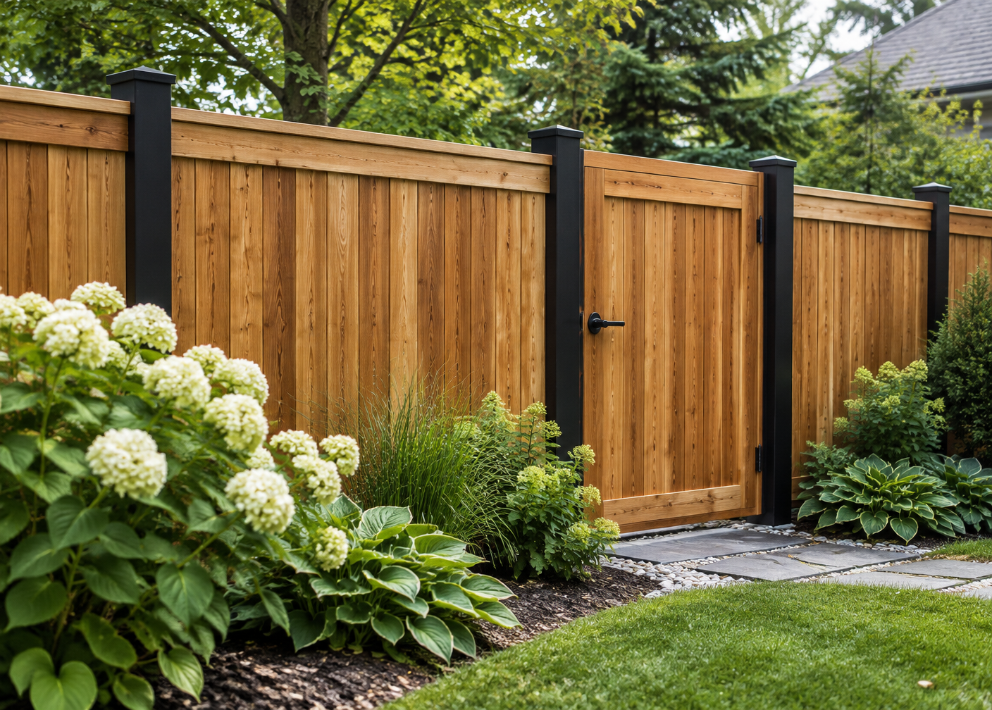 Generated close design study of western red cedar fence materials and construction details
