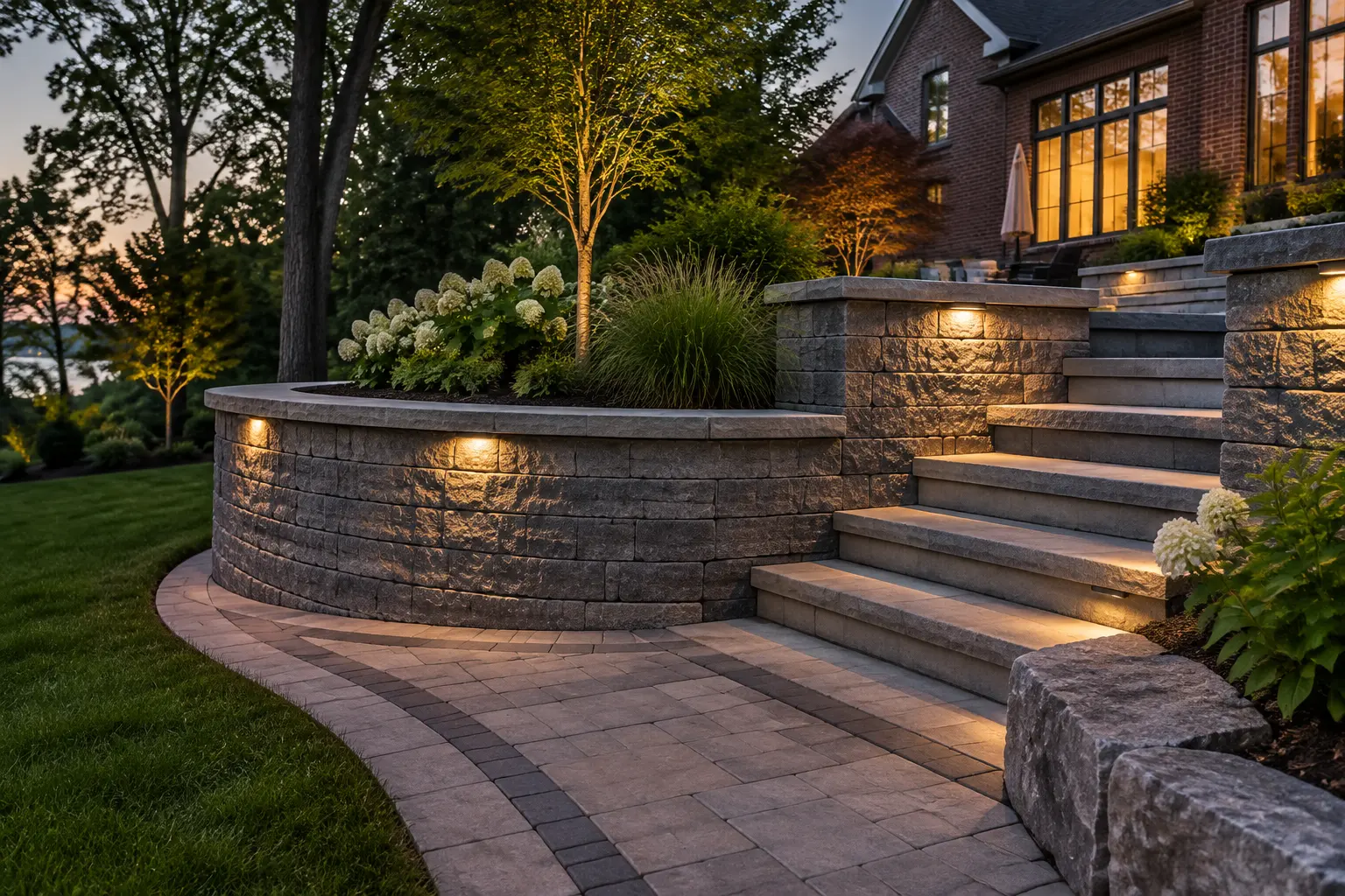 Interlocking Block Retaining Walls in Hamilton & Burlington built by Antoine Landscape Contractors