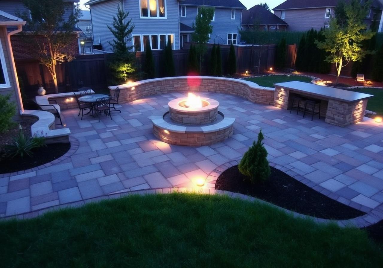 Antoine Landscape Contractors crew building a custom Hamilton patio