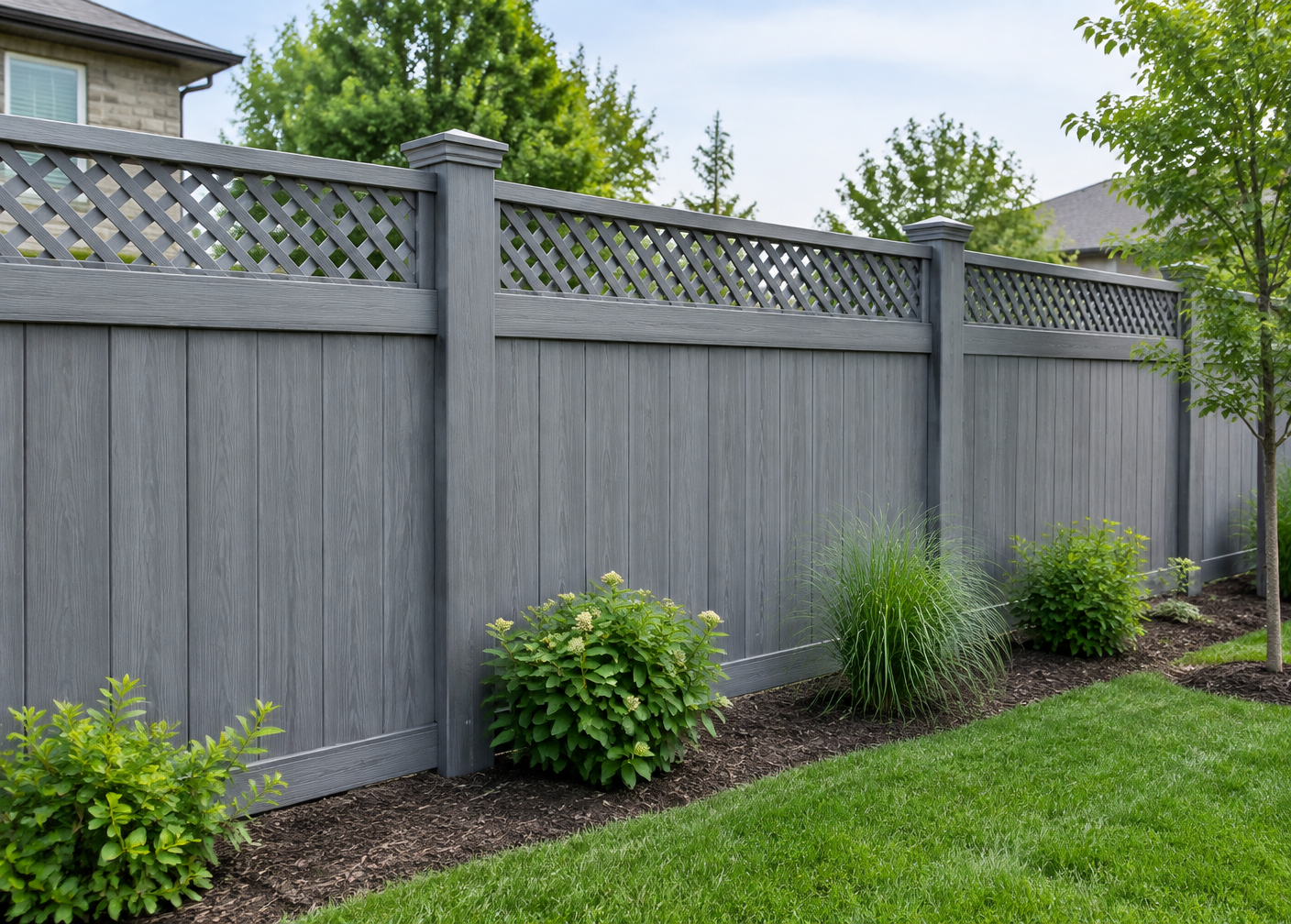 Generated close design study of vinyl (pvc) fence materials and construction details